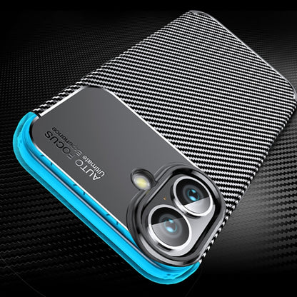 For iPhone 16 Carbon Fiber Texture Shockproof TPU Phone Case(Black) - iPhone 16 Cases by buy2fix | Online Shopping UK | buy2fix