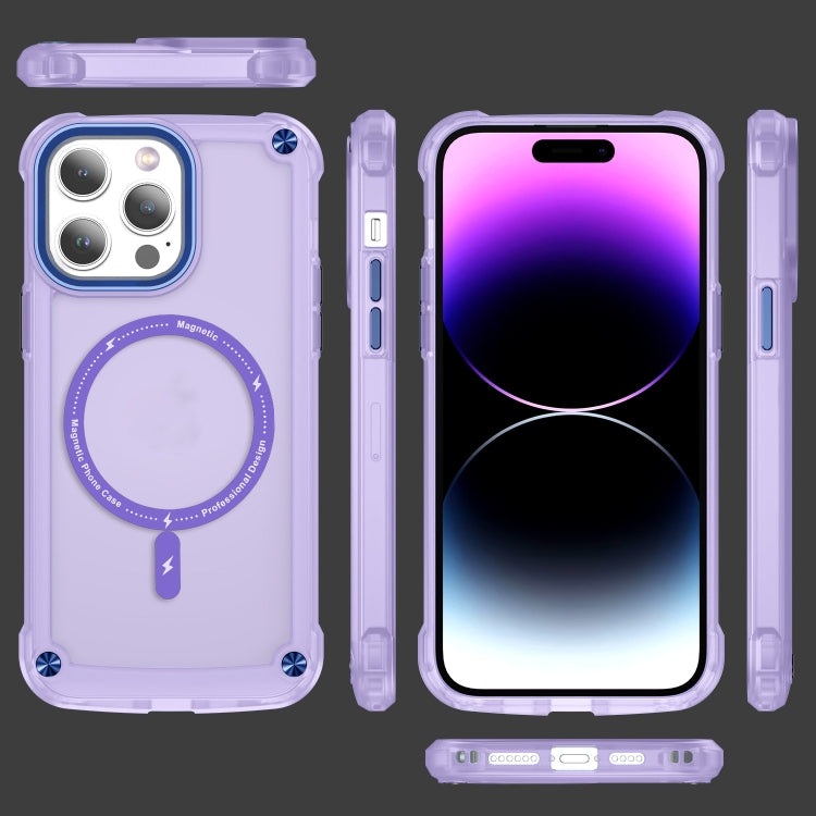 For iPhone 12 / 12 Pro Skin Feel TPU + PC MagSafe Magnetic Phone Case(Transparent Purple) - iPhone 12 / 12 Pro Cases by buy2fix | Online Shopping UK | buy2fix