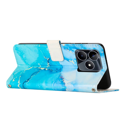 For Realme C53/Narzo N53 Painted Marble Pattern Leather Phone Case(Blue Green) - Realme Cases by buy2fix | Online Shopping UK | buy2fix