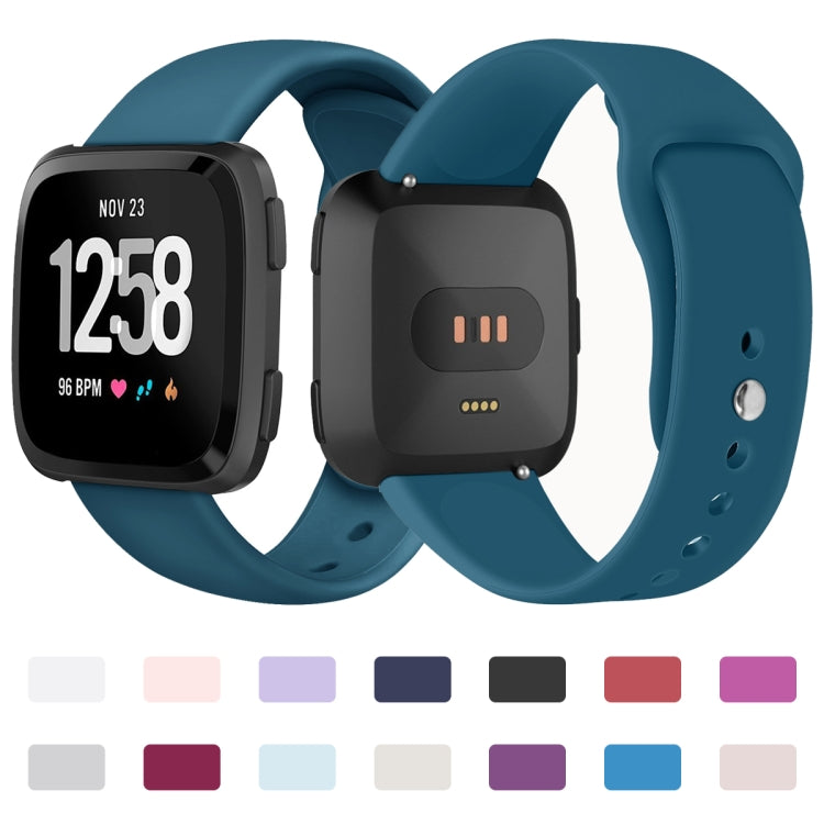 For Fitbit Versa 2 / Fitbit Versa / Fitbit Versa Lite Solid Color Silicone Watch Band, Size:L(Black) - Watch Bands by buy2fix | Online Shopping UK | buy2fix