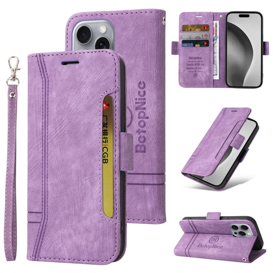 For iPhone 16 Pro Max BETOPNICE Dual-side Buckle Leather Phone Case(Purple) - iPhone 16 Pro Max Cases by BETOPNICE | Online Shopping UK | buy2fix