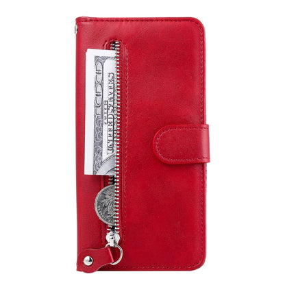 For iPhone 16 Plus Fashion Calf Texture Zipper Leather Phone Case(Red) - iPhone 16 Plus Cases by buy2fix | Online Shopping UK | buy2fix