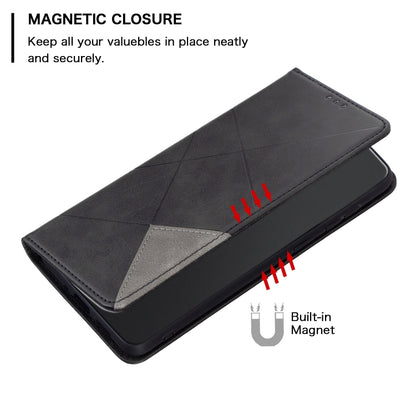 For iPhone 16 Pro Rhombus Texture Magnetic Leather Phone Case(Black) - iPhone 16 Pro Cases by buy2fix | Online Shopping UK | buy2fix