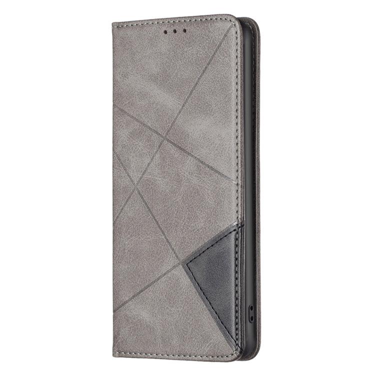 For iPhone 16 Pro Max Rhombus Texture Magnetic Leather Phone Case(Grey) - iPhone 16 Pro Max Cases by buy2fix | Online Shopping UK | buy2fix