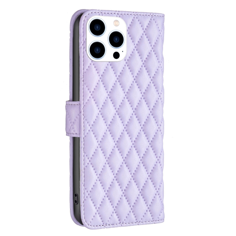 For iPhone 16 Pro Max Diamond Lattice Wallet Flip Leather Phone Case(Purple) - iPhone 16 Pro Max Cases by buy2fix | Online Shopping UK | buy2fix