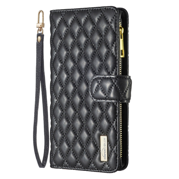 For iPhone 16 Pro Max Diamond Lattice Zipper Wallet Leather Flip Phone Case(Black) - iPhone 16 Pro Max Cases by buy2fix | Online Shopping UK | buy2fix