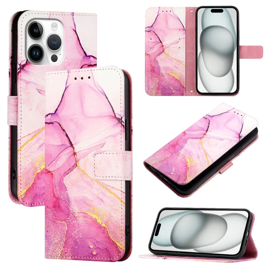 For iPhone 16 Pro Max PT003 Marble Pattern Flip Leather Phone Case(Pink Purple Gold LS001) - iPhone 16 Pro Max Cases by buy2fix | Online Shopping UK | buy2fix