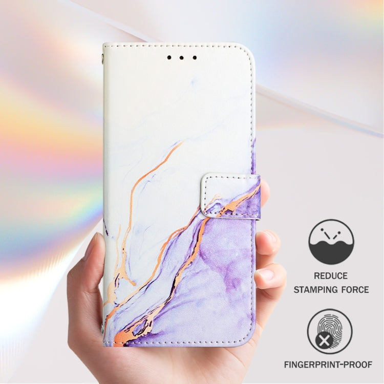 For iPhone 16 Pro PT003 Marble Pattern Flip Leather Phone Case(White Purple LS006) - iPhone 16 Pro Cases by buy2fix | Online Shopping UK | buy2fix