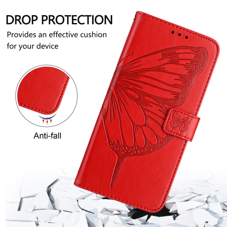 For iPhone SE 2024 Embossed Butterfly Leather Phone Case(Red) - More iPhone Cases by buy2fix | Online Shopping UK | buy2fix