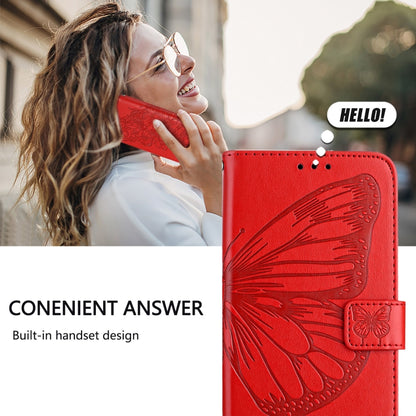 For iPhone SE 2024 Embossed Butterfly Leather Phone Case(Red) - More iPhone Cases by buy2fix | Online Shopping UK | buy2fix