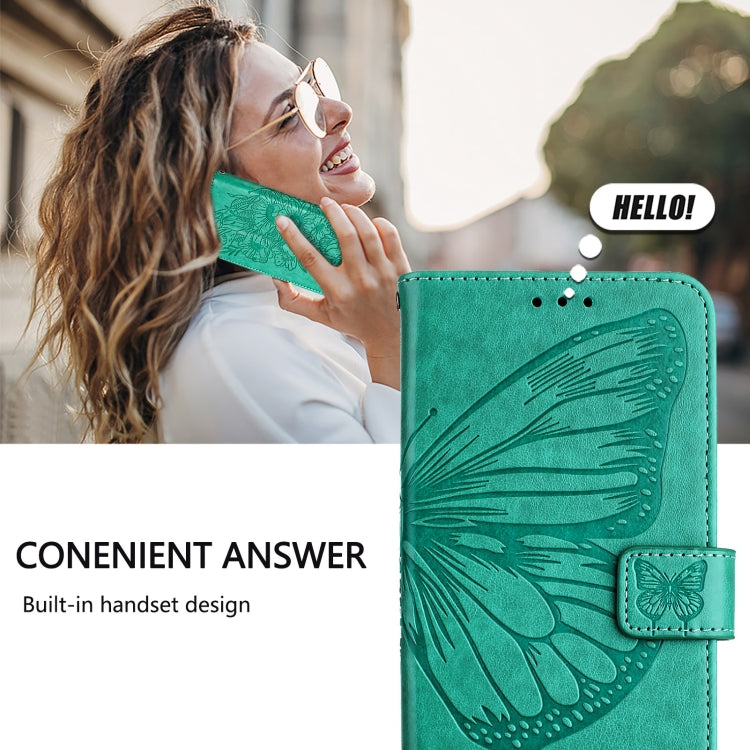 For iPhone SE 2024 Embossed Butterfly Leather Phone Case(Green) - More iPhone Cases by buy2fix | Online Shopping UK | buy2fix