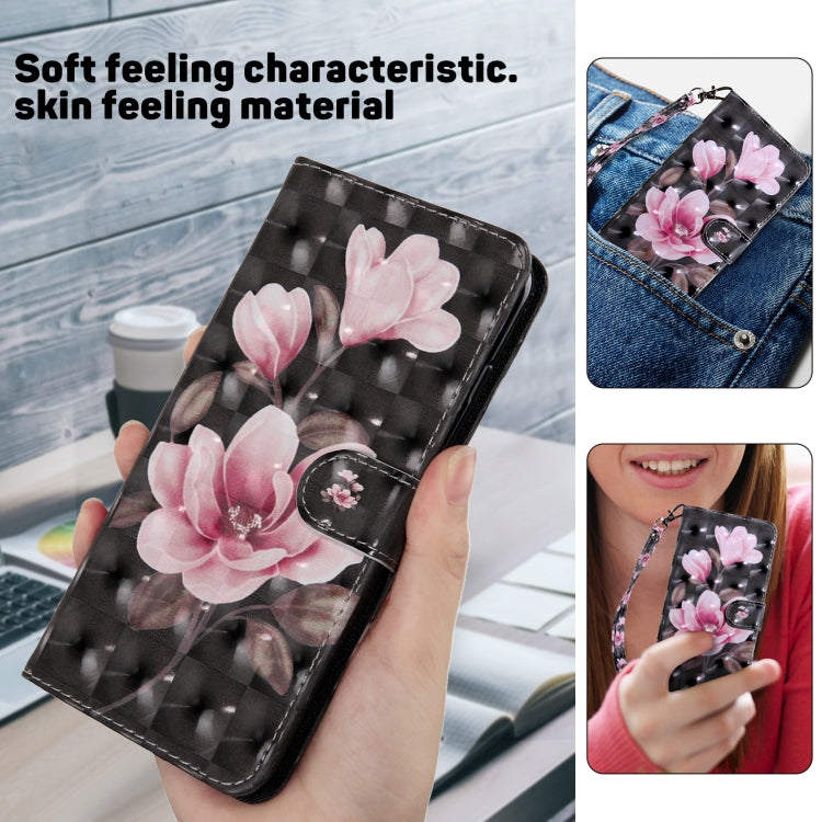 For Google Pixel 9 Pro XL 3D Painted Pattern Leather Phone Case(Pink Flower) - Google Cases by buy2fix | Online Shopping UK | buy2fix