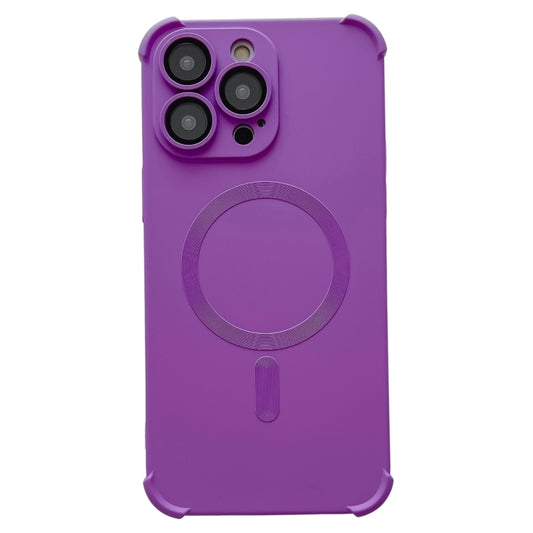 For iPhone 14 Pro Four-corner Shockproof Skin Feel MagSafe Magnetic Phone Case(Purple) - iPhone 14 Pro Cases by buy2fix | Online Shopping UK | buy2fix