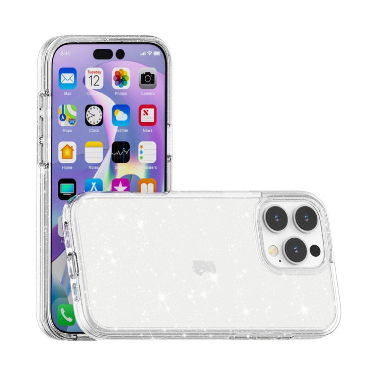 For iPhone 16 Pro Shockproof Terminator Glitter Powder Phone Case(White) - iPhone 16 Pro Cases by buy2fix | Online Shopping UK | buy2fix