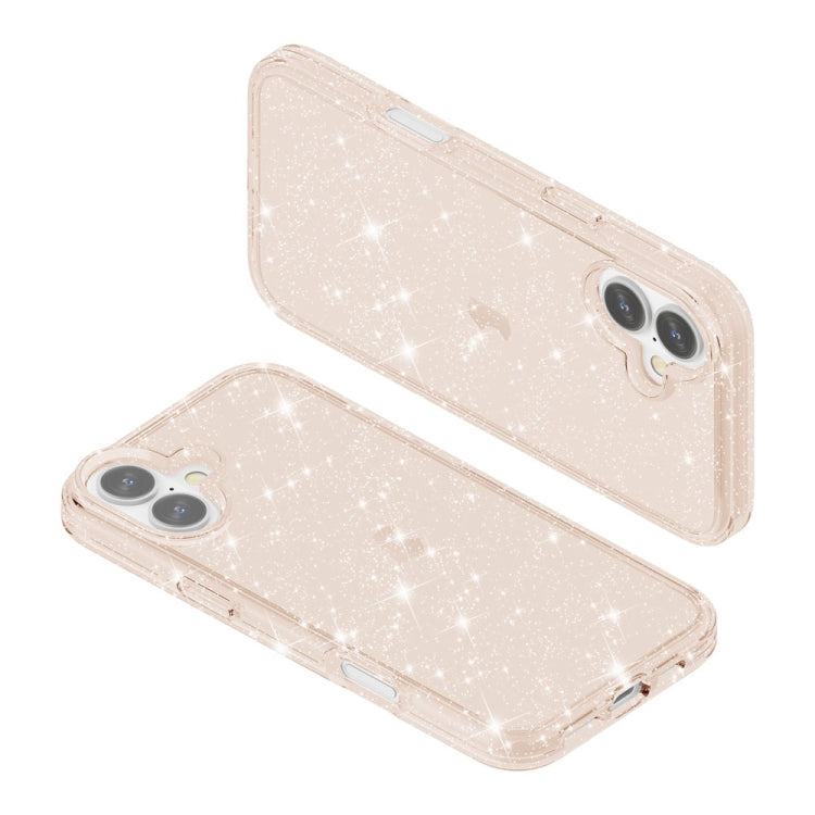 For iPhone 16 Shockproof Terminator Glitter Powder Phone Case(Gold) - iPhone 16 Cases by buy2fix | Online Shopping UK | buy2fix