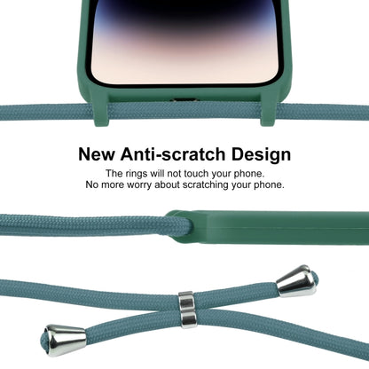 For iPhone 16 Crossbody Lanyard Liquid Silicone Case(Emerald Green) - iPhone 16 Cases by buy2fix | Online Shopping UK | buy2fix