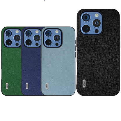 For iPhone 16 Pro Max ABEEL Black Edge Genuine Leather Mino Phone Case(Royal Blue) - iPhone 16 Pro Max Cases by buy2fix | Online Shopping UK | buy2fix