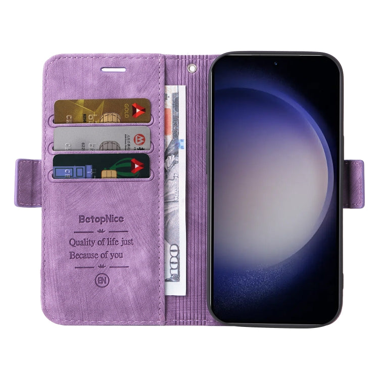 For Samsung Galaxy S24 BETOPNICE Dual-side Buckle Leather Phone Case(Purple) - Galaxy Phone Cases by BETOPNICE | Online Shopping UK | buy2fix