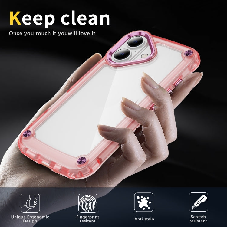 For iPhone 16 Skin Feel TPU + PC Phone Case(Transparent Pink) - iPhone 16 Cases by buy2fix | Online Shopping UK | buy2fix