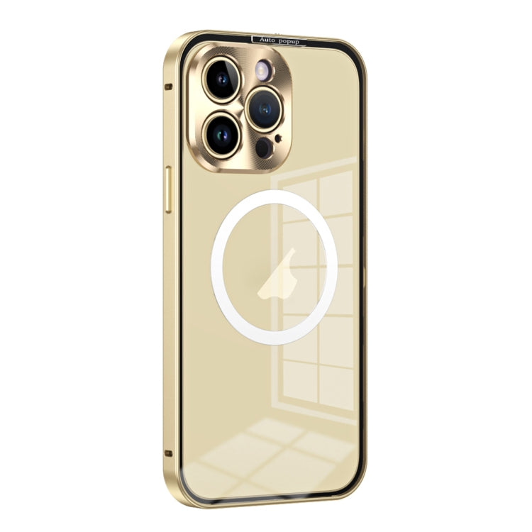 For iPhone 14 Pro MagSafe HD Spring Buckle Metal Phone Case(Gold) - iPhone 14 Pro Cases by buy2fix | Online Shopping UK | buy2fix