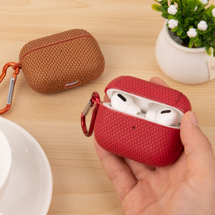 For AirPods Pro Woven Skin Texture PC TWS Earphone Protective Case(Red) - For AirPods Pro by buy2fix | Online Shopping UK | buy2fix