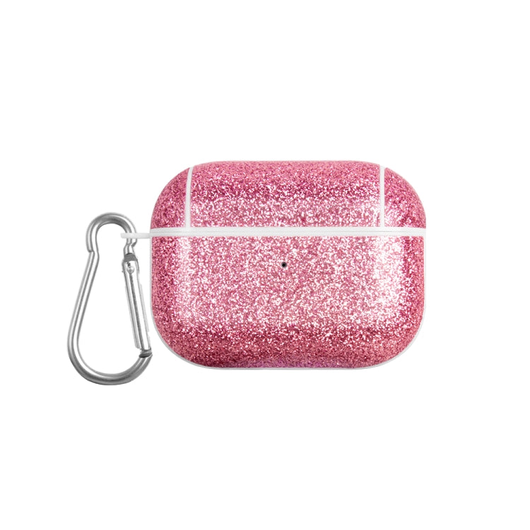 For AirPods Pro Glitter Powder Skin Texture PC TWS Earphone Case(Rose Red) - For AirPods Pro by buy2fix | Online Shopping UK | buy2fix