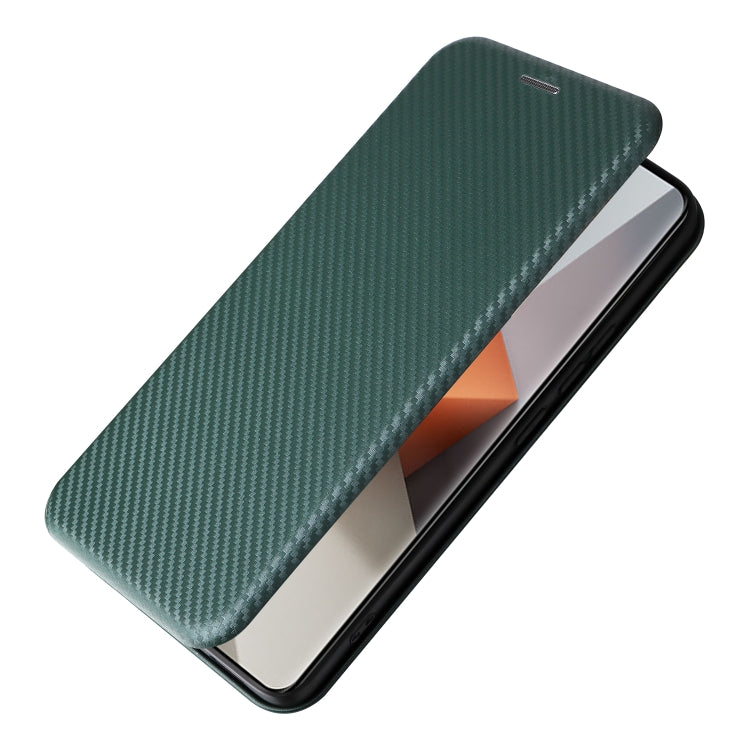 For Xiaomi Redmi Note 13 Pro+ 5G Carbon Fiber Texture Flip Leather Phone Case(Green) - Note 13 Pro+ Cases by buy2fix | Online Shopping UK | buy2fix