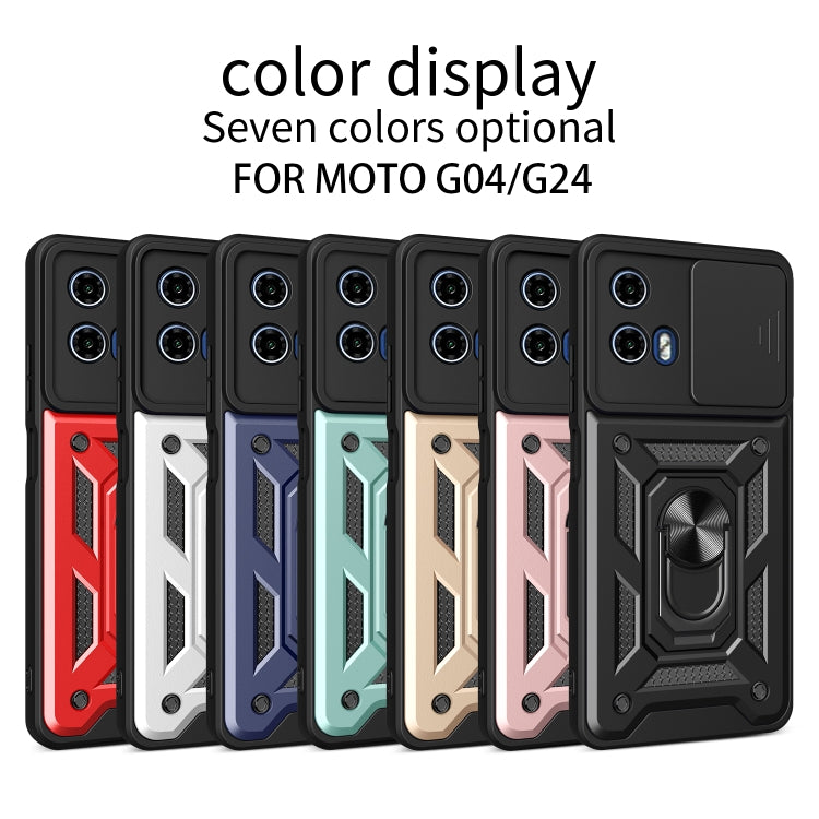 For Motorola Moto G04 / G24 Sliding Camera Cover Design TPU Hybrid PC Phone Case(Black) - Motorola Cases by buy2fix | Online Shopping UK | buy2fix