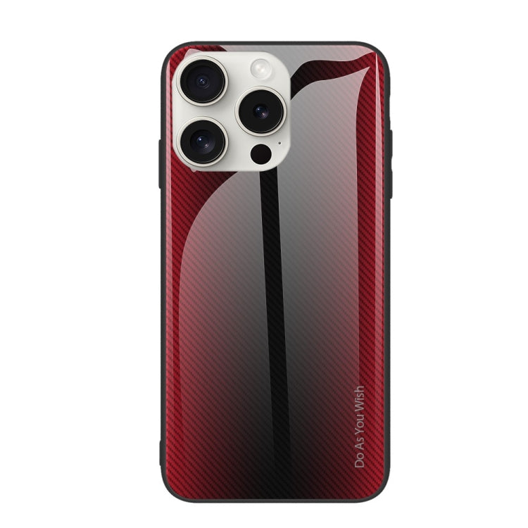 For iPhone 16 Pro Texture Gradient Glass TPU Phone Case(Red) - iPhone 16 Pro Cases by buy2fix | Online Shopping UK | buy2fix