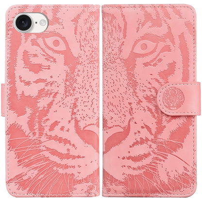 For iPhone SE 2024 Tiger Embossing Pattern Leather Phone Case(Pink) - More iPhone Cases by buy2fix | Online Shopping UK | buy2fix