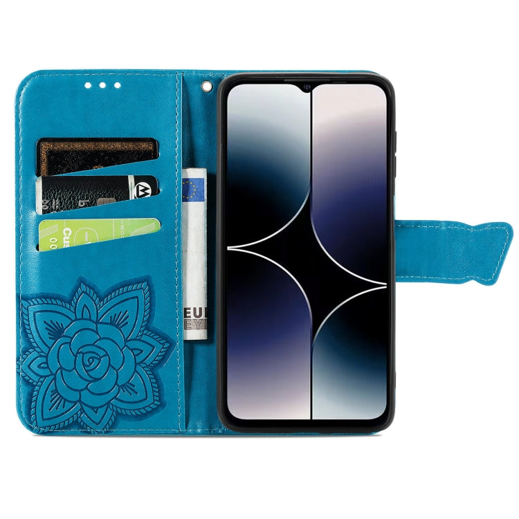 For Ulefone Note 16 Pro Butterfly Love Flower Embossed Leather Phone Case(Blue) - Ulefone Cases by buy2fix | Online Shopping UK | buy2fix
