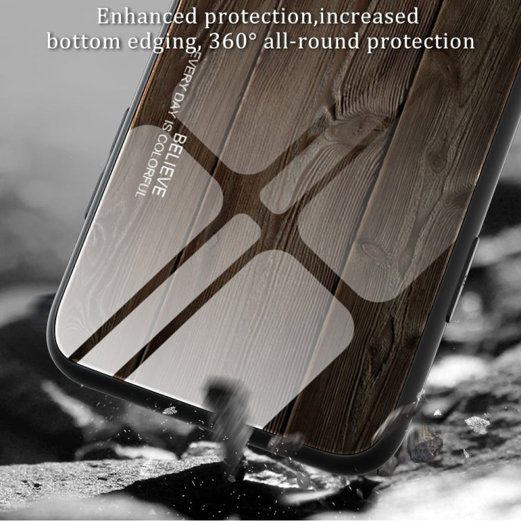 For iPhone 16 Pro Max Wood Grain Glass Phone Case(Dark Brown) - iPhone 16 Pro Max Cases by buy2fix | Online Shopping UK | buy2fix