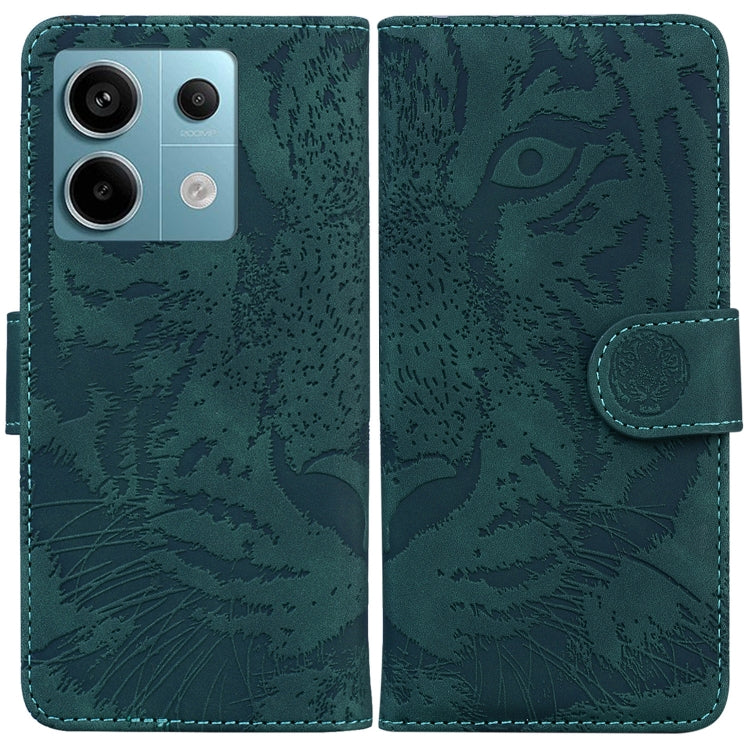 For Xiaomi Redmi Note 13 Pro 5G Tiger Embossing Pattern Leather Phone Case(Green) - Note 13 Pro Cases by buy2fix | Online Shopping UK | buy2fix