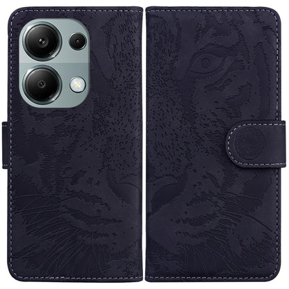 For Xiaomi Poco M6 Pro 4G Tiger Embossing Pattern Leather Phone Case(Black) - Xiaomi Cases by buy2fix | Online Shopping UK | buy2fix