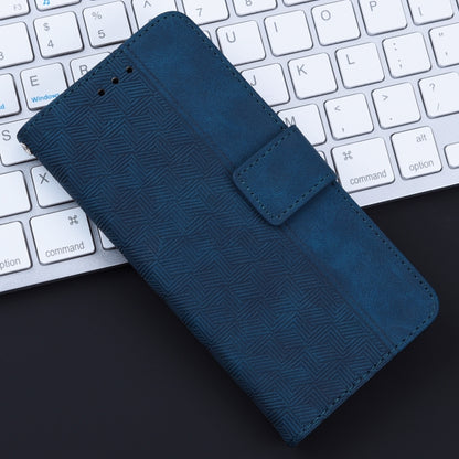 For iPhone 16e Geometric Embossed Leather Phone Case(Blue) - iPhone 16e Cases by buy2fix | Online Shopping UK | buy2fix