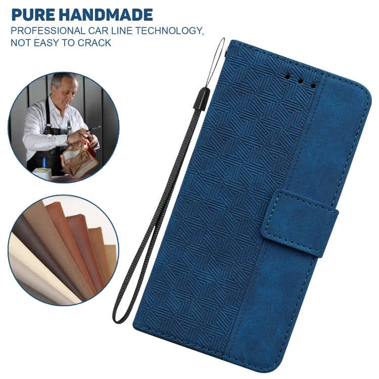 For iPhone 16e Geometric Embossed Leather Phone Case(Blue) - iPhone 16e Cases by buy2fix | Online Shopping UK | buy2fix