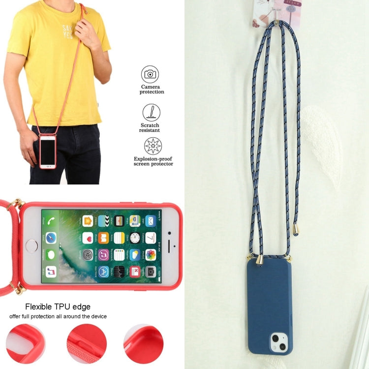 For iPhone 16 Plus Wheat Straw TPU Shockproof Phone Case with Neck Lanyard(Blue) - iPhone 16 Plus Cases by buy2fix | Online Shopping UK | buy2fix