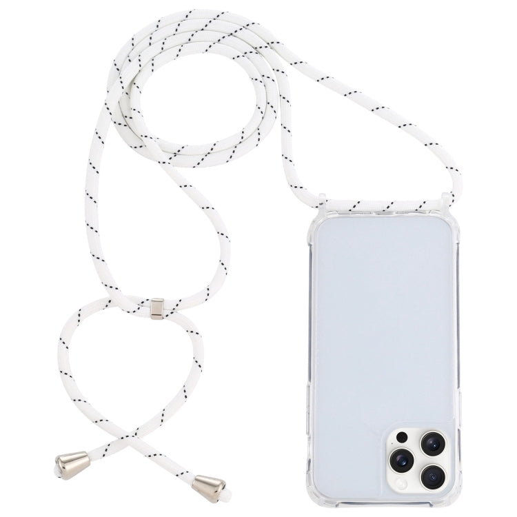 For iPhone 16 Pro Transparent Acrylic Airbag Shockproof Phone Protective Case with Lanyard(White Grey Fine Lines) - iPhone 16 Pro Cases by buy2fix | Online Shopping UK | buy2fix