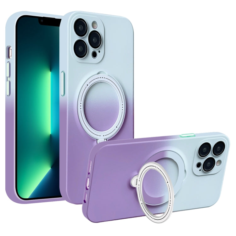 For iPhone 13 Pro Max MagSafe Holder Gradient TPU Phone Case(Gray Purple) - iPhone 13 Pro Max Cases by buy2fix | Online Shopping UK | buy2fix