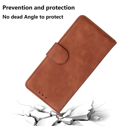 For iPhone 16 Skin Feel Pure Color Flip Leather Phone Case(Brown) - iPhone 16 Cases by buy2fix | Online Shopping UK | buy2fix