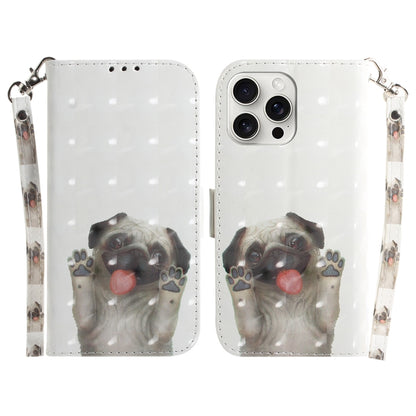 For iPhone 16 Pro Max 3D Colored Horizontal Flip Leather Phone Case(Pug) - iPhone 16 Pro Max Cases by buy2fix | Online Shopping UK | buy2fix