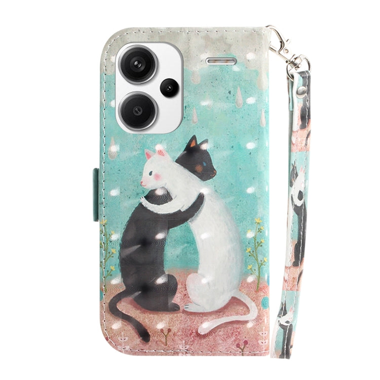 For Xiaomi Redmi Note 13 Pro+ 5G 3D Colored Horizontal Flip Leather Phone Case(Black White Cat) - Note 13 Pro+ Cases by buy2fix | Online Shopping UK | buy2fix