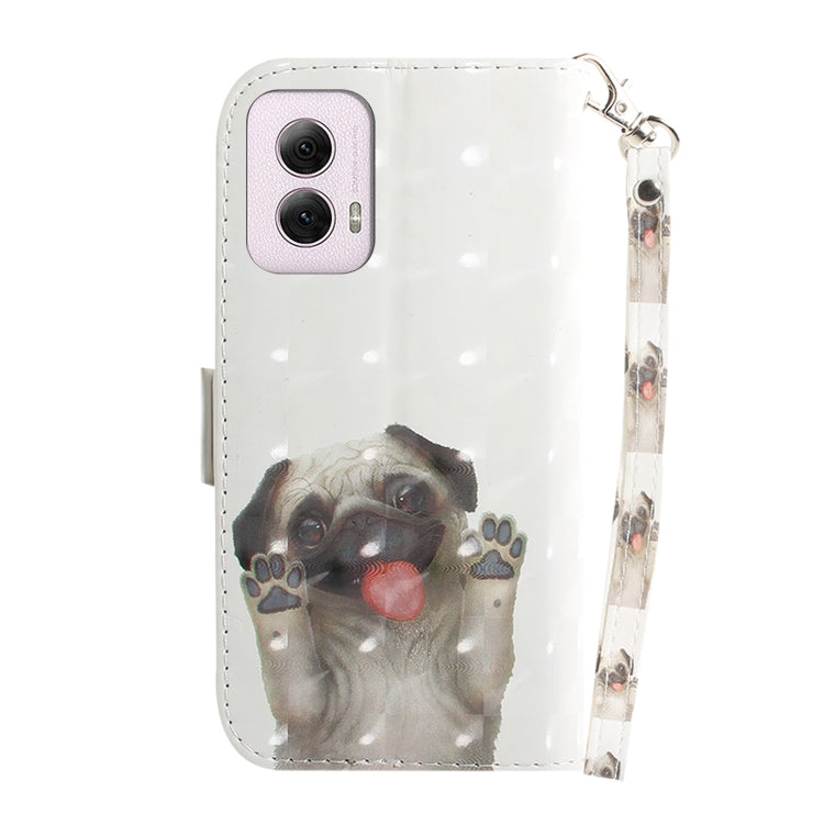 For Motorola Moto G Power 5G 2024 3D Colored Horizontal Flip Leather Phone Case(Pug) - Motorola Cases by buy2fix | Online Shopping UK | buy2fix