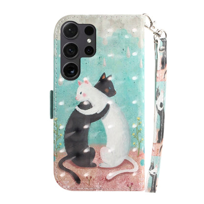 For Samsung Galaxy S24 Ultra 5G 3D Colored Horizontal Flip Leather Phone Case(Black White Cat) - Galaxy S24 Ultra 5G Cases by buy2fix | Online Shopping UK | buy2fix
