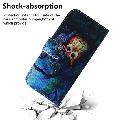 For iPhone 16 Coloured Drawing Flip Leather Phone Case(Oil Painting Owl) - iPhone 16 Cases by buy2fix | Online Shopping UK | buy2fix