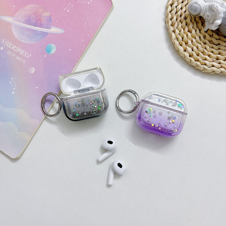 For AirPods 3 Transparent Glitter Bluetooth Earphone Protective Case(Purple) - For AirPods 3 by buy2fix | Online Shopping UK | buy2fix