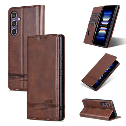 For Samsung Galaxy S24 5G AZNS Magnetic Calf Texture Flip Leather Phone Case(Dark Brown) - Galaxy S24 5G Cases by AZNS | Online Shopping UK | buy2fix