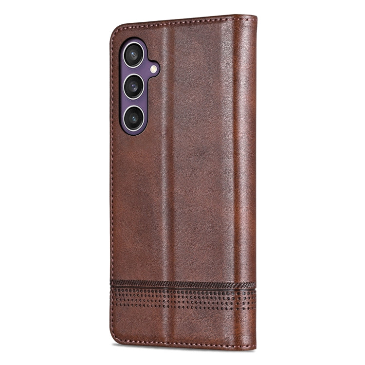 For Samsung Galaxy S24+ 5G AZNS Magnetic Calf Texture Flip Leather Phone Case(Dark Brown) - Galaxy S24+ 5G Cases by AZNS | Online Shopping UK | buy2fix