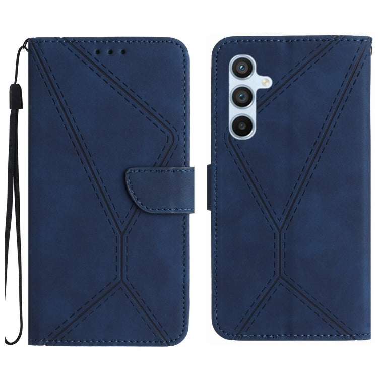 For Samsung Galaxy S24+ 5G Stitching Embossed Leather Phone Case(Blue) - Galaxy S24+ 5G Cases by buy2fix | Online Shopping UK | buy2fix