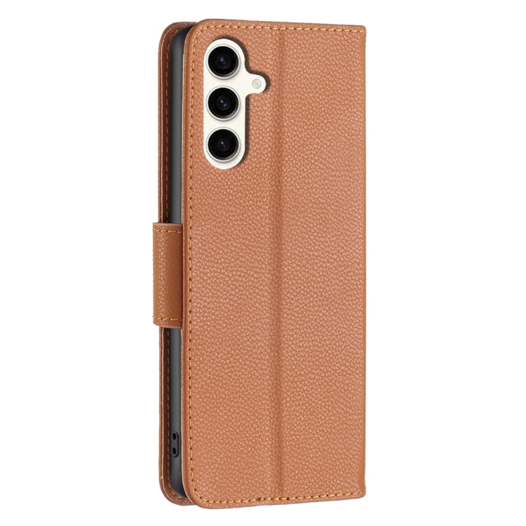 For Samsung Galaxy S23 FE 5G Litchi Texture Pure Color Flip Leather Phone Case(Brown) - Galaxy S23 FE 5G Cases by buy2fix | Online Shopping UK | buy2fix